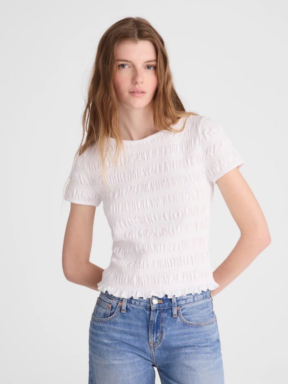 NWT Madewell Smocked Short-Sleeve Top